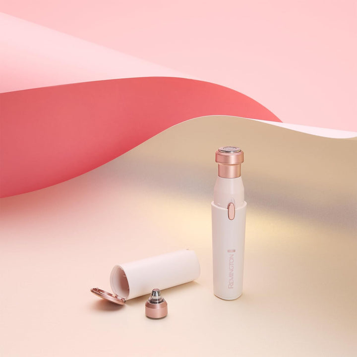 ® 2-In-1 Facial Hair Remover [Hypoallergenic Attachments, LED Light, USB-C, 80Min Runtime] Bareme (Gentle Shaver, Trimmer, Brow Sculptor, 100% Waterproof, Integrated Storage Cap) WFS200