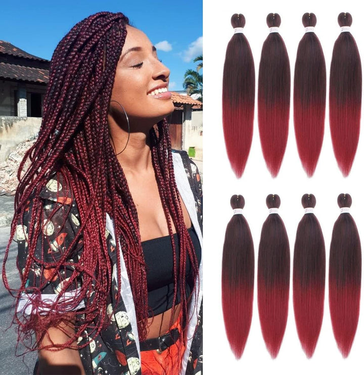 3 Packs Pre Stretched Braiding Hair Extension Yaki Texture EZ Braids Hair for Coi Leray Braids Black Braiding Crochet Hair Extensions /30 Inch 1B#