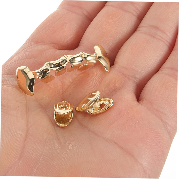 5 Sets Hip Hop Vampire Mouth Grills Copper Fake Teeth Halloween Cosplay Costume Accessory Funny Fashion Party Props for Men