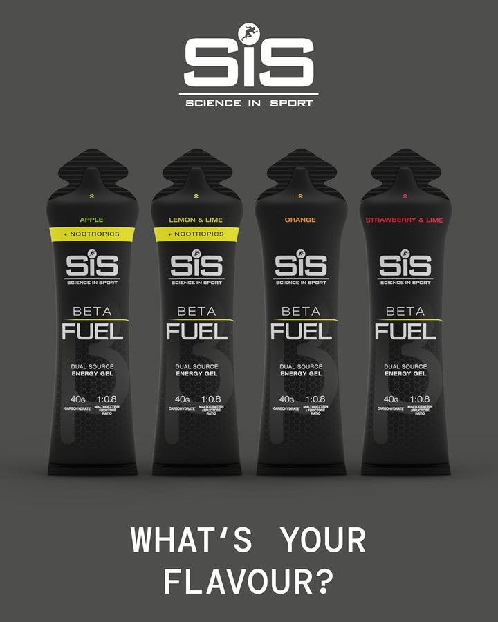 Beta Fuel Gels Dual Source Energy Gel, Strawberry and Lime Flavour, 40 G of Carbs per Pack, 60 Ml Pack (6 Pack)