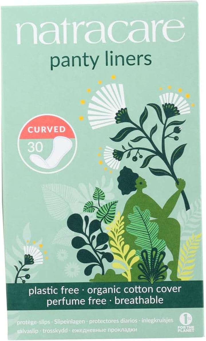 Natural Curved Panty Liners with Organic Cotton | 30 Liners X 3 Packs (90 Liners)