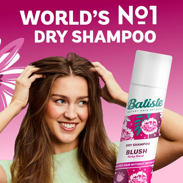 Dry Shampoo in Blush 200Ml, Floral & Flirty Fragrance, No Rinse Spray to Refresh Hair in between Washes (Packing May Vary)