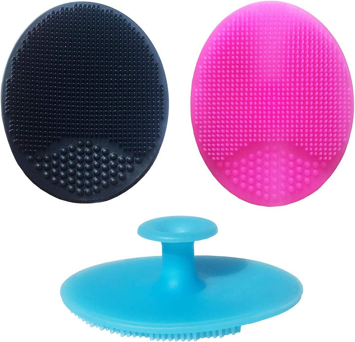 Silicone Face Scrubbers Exfoliator Brush&Baby Bath Brush& Facial Cleansing Brush&Baby Cradle Cap Brush&Silicone Massage Brush,Suitable for Adult Facial Cleansing and Baby Bathing (Small-3Pcs)