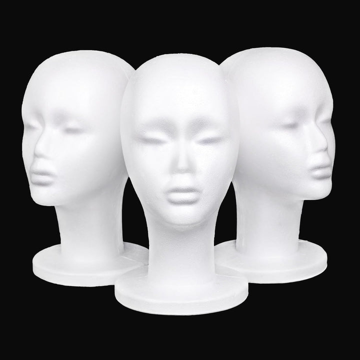1 PCS Foam Wig Head White Female Styrofoam Mannequin Hairpieces Stand Holder Cosmetics Model Head Wig Display for Style,Model, Hats, Masks, DIY ,Arts,Hairpieces, Salon and Travel (#Bai)