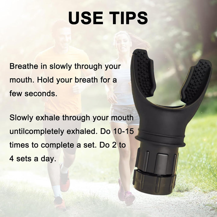 Oxyfit Breathing Lung Trainer - Oxygen Flow Breathing Trainer Lung Exerciser Device Improve Lung Capacity Handheld Lung Expansion Training Tool for Respiratory Therapy (Black)