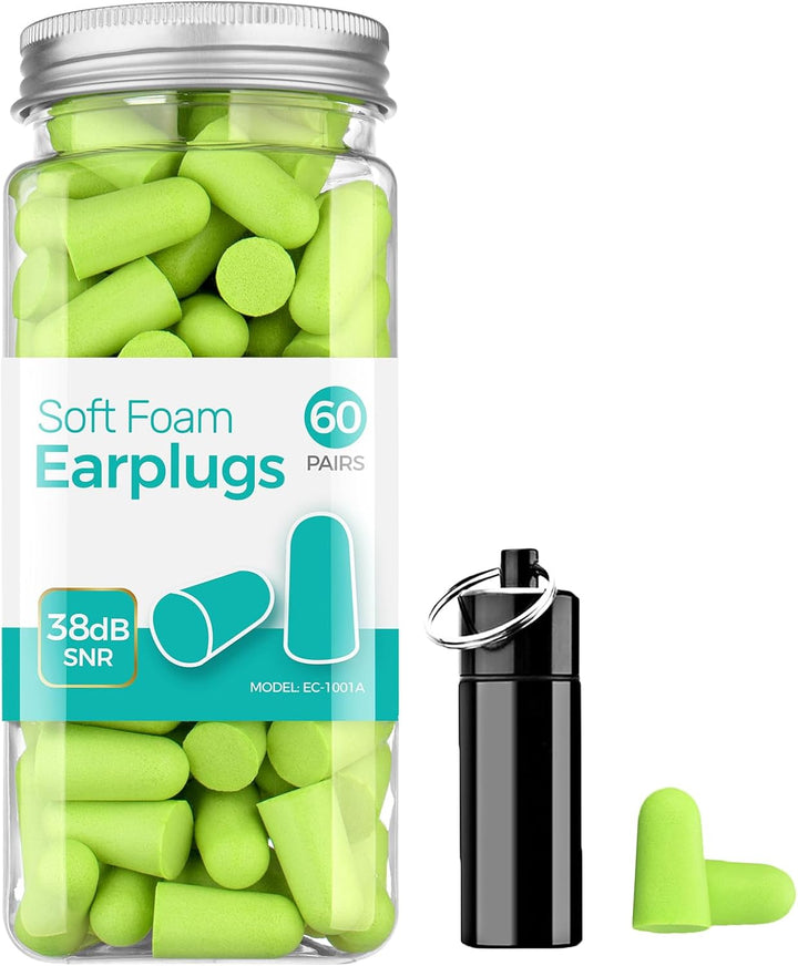Ultra Soft Foam Earplugs, Noise Cancelling Earplugs for Sleeping, 38Db Highest SNR, One Size Fits Virtually Every Wearer for Snoring, Studying, Travel, Motorcycle, Loud Noise Etc 60 Pair- Mint Green
