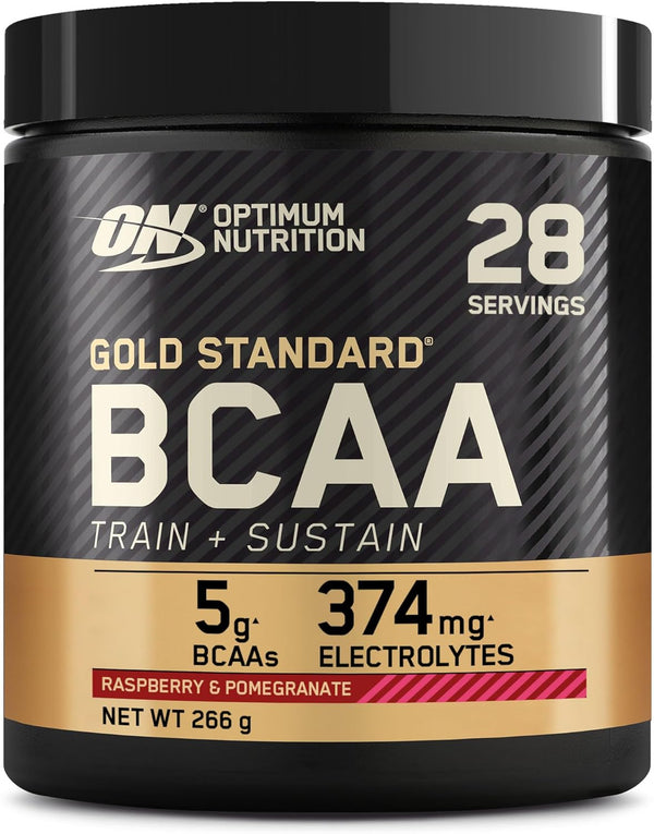 Gold Standard BCAA Train + Sustain, Amino Acids Pre Workout Powder, Sports Drink with Vitamin C, Zinc, Magnesium and Electrolytes, Raspberry & Pomegranate Flavour, 28 Servings, 266 G