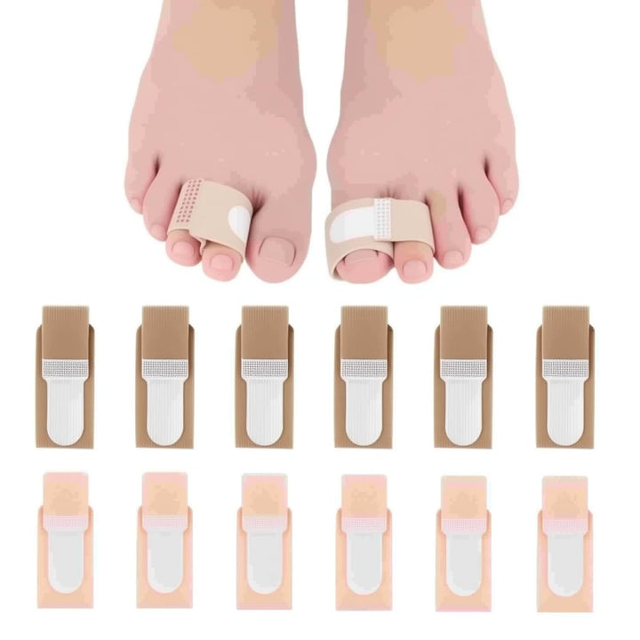 12 Pack Fabric Hammer Toe Corrector Toe Straightener, Reusable Broken Toe Protectors Buddy Taped Wraps, Toe Separators Splint for Crooked Toes, Bent Toes, Overlapping Toes Avoid Secondary Trauma
