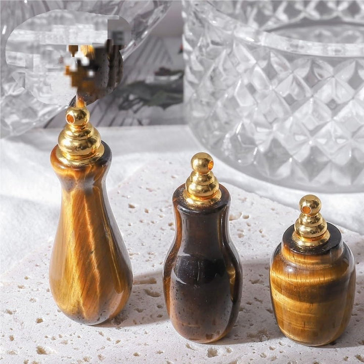Crystal Semi-Precious Stone Perfume Bottle - Essential Oil Aromatherapy Pendant Accessory