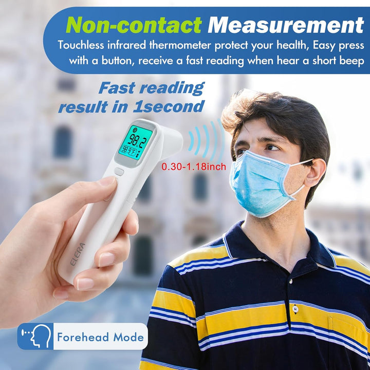 Ear Thermometer for Kids, Baby Thermometer with Forehead and Ear Mode for Adults, Infant, Kids and Toddler, Touchless and 1 Second Reading with Fever Alarm and Mute Function