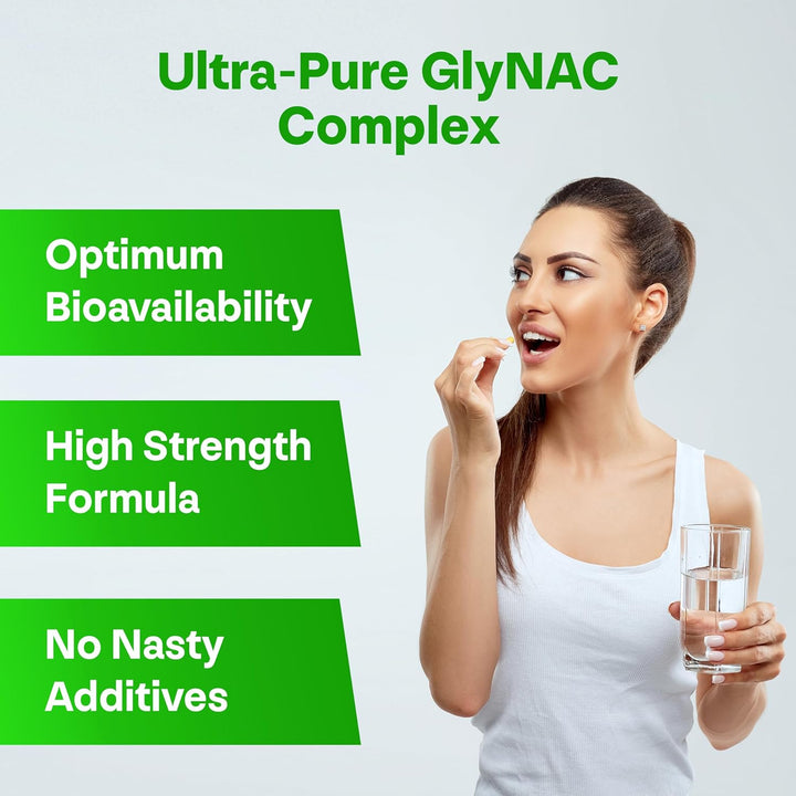 Glynac 1000Mg – 500Mg Glycine + 500Mg NAC – 120 Vegan Capsules for Glutathione, Energy & Healthy Aging