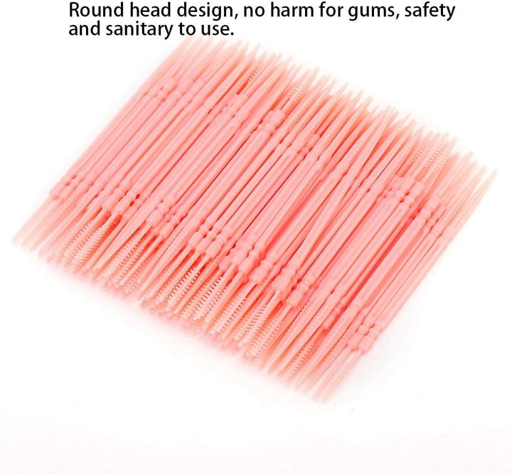 Double Head Teeth Cleaning Toothpick Oral Care Floss Pick 1100Pcs Box for Large Tooth Crevice (Pink)