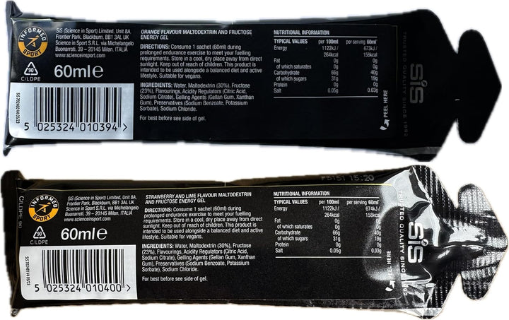 SIS Beta Fuel Energy Gels for Cycling Running Triathlon - Dual-Source Carbohydrate Blend - 40 G of Carbs - Gluten-Free - Informed Sport Certified - 4 Pack (4 Pack, 2 Orange / 2 Strawberry Lime)
