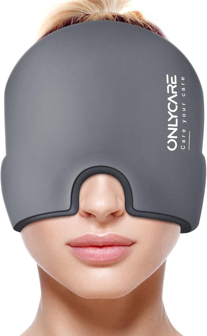 Migraine Relief Cap, Upgraded Odorless Headache Relief Cap, 360° Gel Surround Ice Pack Mask for Migraine, Sinus, Stress, Frontal Headaches (Black)