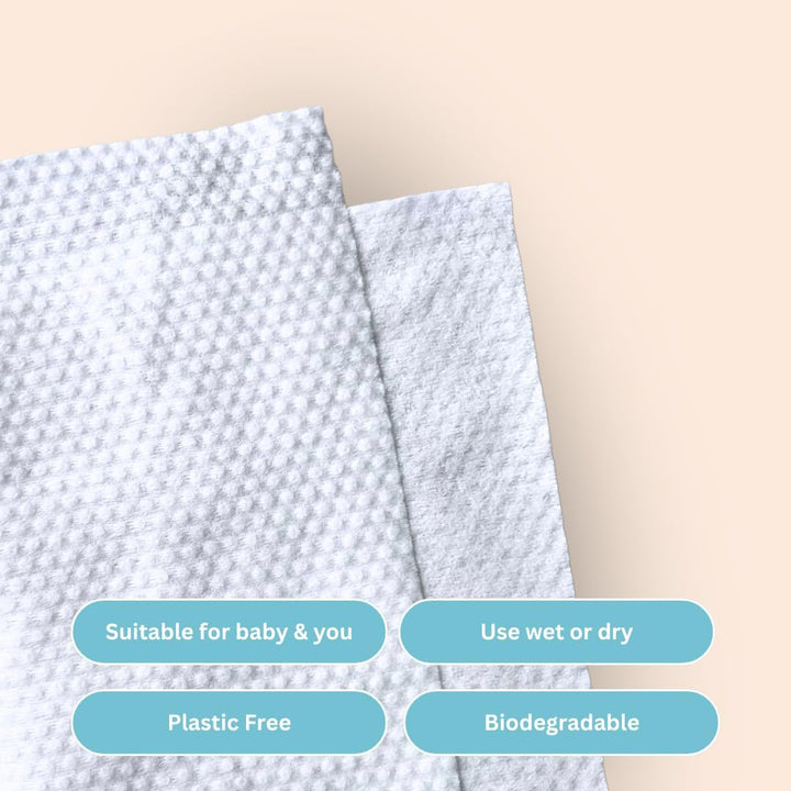 NEW Dry Face Wipes by  - Biodegradable, Plastic Free Dry Towel Wipe. Makeup Remover Disposable Towels – Textured Cotton-Soft Face Cloths. Kind to Skin & Baby - 80 Wipes per Pack (1 Pack)