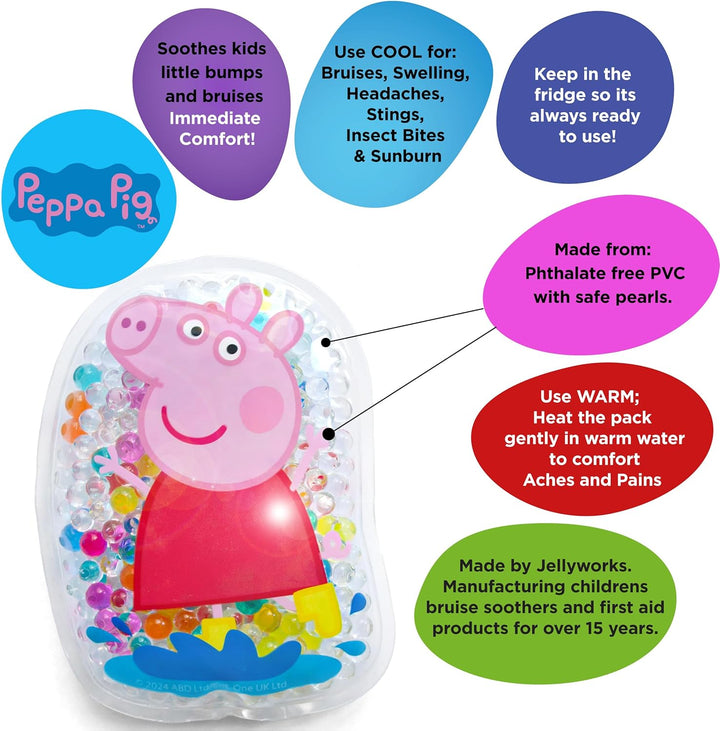 Peppa Pig Children’S Bruise Soother | Cooling Gel Pack/Ice Pack for Bumps and Bruises | Re-Usable | Cold Pack & Warm Use | Soothing, Peppa Brings Smiles Back Fast! | Made by