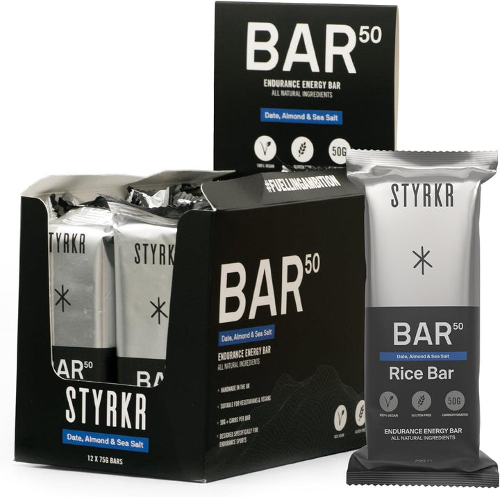Energy Bars by  - Pack of 12 Rice Bars for Cycling & Running - Mixed Flavours Pack - Approved by Endurance Athletes - 50G of Carbs via Advanced Dual-Carb Formulation - Bar50-12X Pack