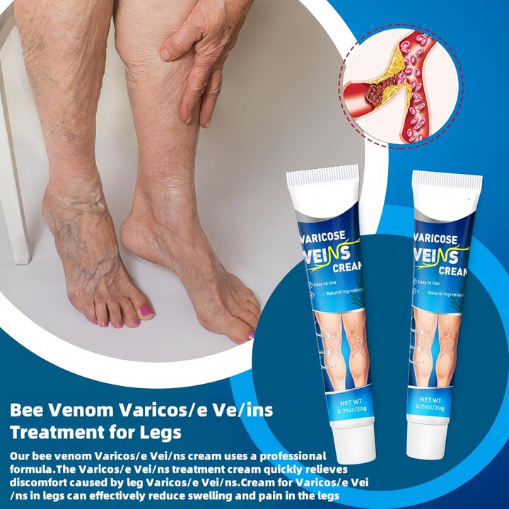 2PCS Bee Venom Varicos/E Ve/Ins Treatment for Legs,Varicos/E Vein/S Treatment Cream,Varico/Se Relief Vei/Ns Cream,Tired and Heavy Legs Relief,Improve Leg Appearance,Relaxing Leg Cream,Non-Greasy