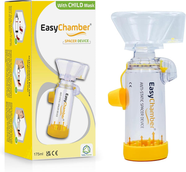 Anti-Static Spacer Device with Child Mask, Inhaler Chamber, Use with Metered Dose Inhaler, BPA and Latex Free