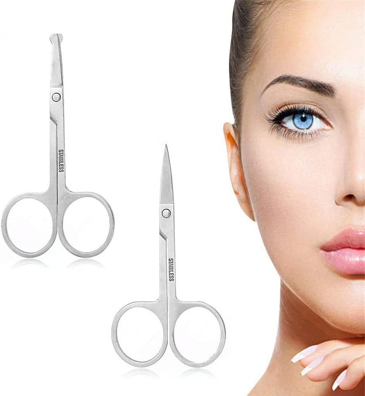 3Pcs Small Eyebrow Scissors and Nose Hair Scissor, Beard Moustache Eyelash Nail Trimmer Facial Hair Grooming Scissors for Man and Woman