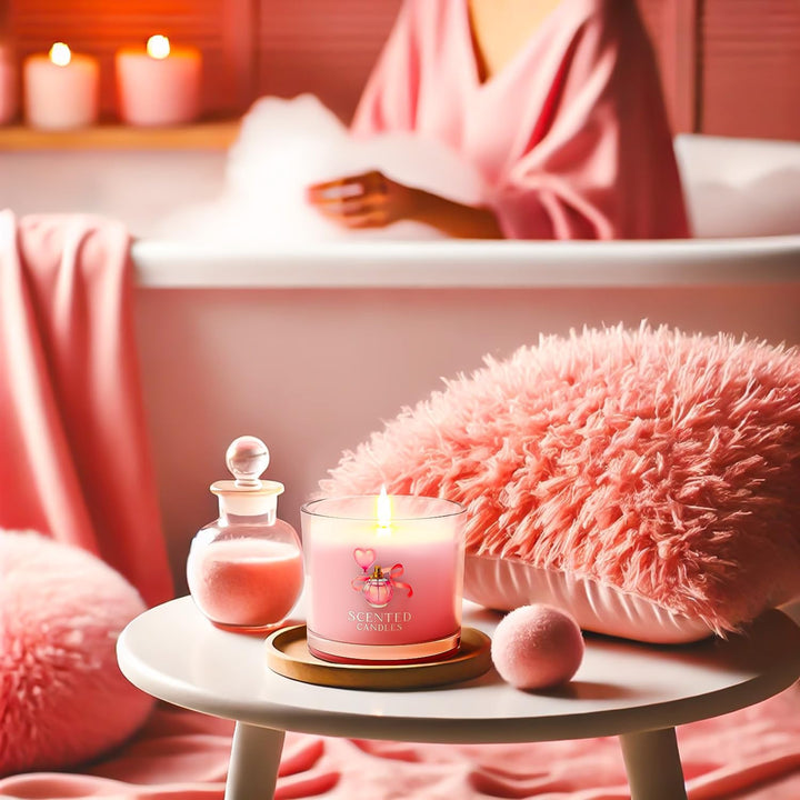 Candle Set, Scented Candle Gift Set for Her, 3 Scented Votive Candles, Birthday Gifts for Women/Men (Pink+Purple+White, 200G)