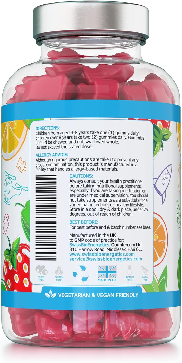 Kids/Childrens Vitamins - 150 Multivitamin & Minerals Gummies - Natural Berry Flavour Packed with Essential Nutrients - Vegan & Free of Artificial Sweeteners – 5 Months Supply – UK Made