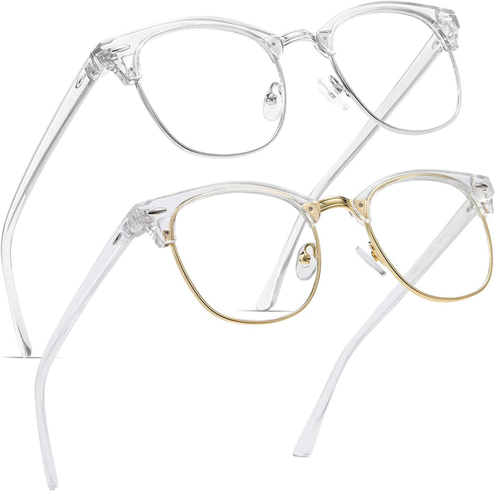 2 Pack Blue Light Blocking Glasses, anti Blue Light Gaming Glasses, Retro Fashion Frame Non-Prescription Lens, anti Fatigue Headache Computer Screen Glasses for Women and Men,Unisex round Glasses