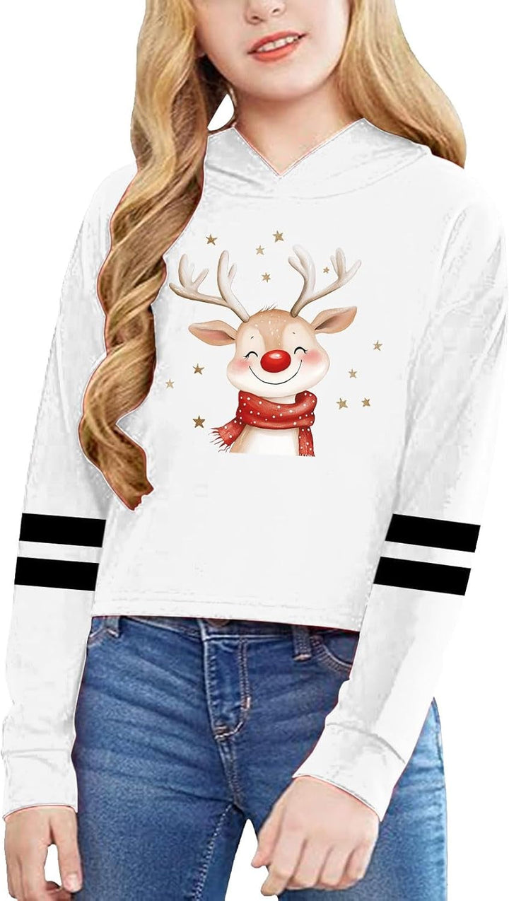Hoodies for Girls Graphic Letter Print Pullovers Tops Long Sleeve Casual Soft Pullover Christmas Bags