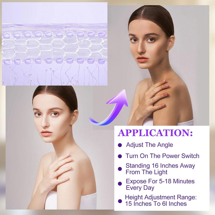 Tanning Lamp for Home,4-Head Face Tanning Lamp with 432 Leds, 5 Modes 360° Rotatable, 45 W Self Skin Tanning with Adjustable Stand & Timer, Light Sun Lamp for Face Body