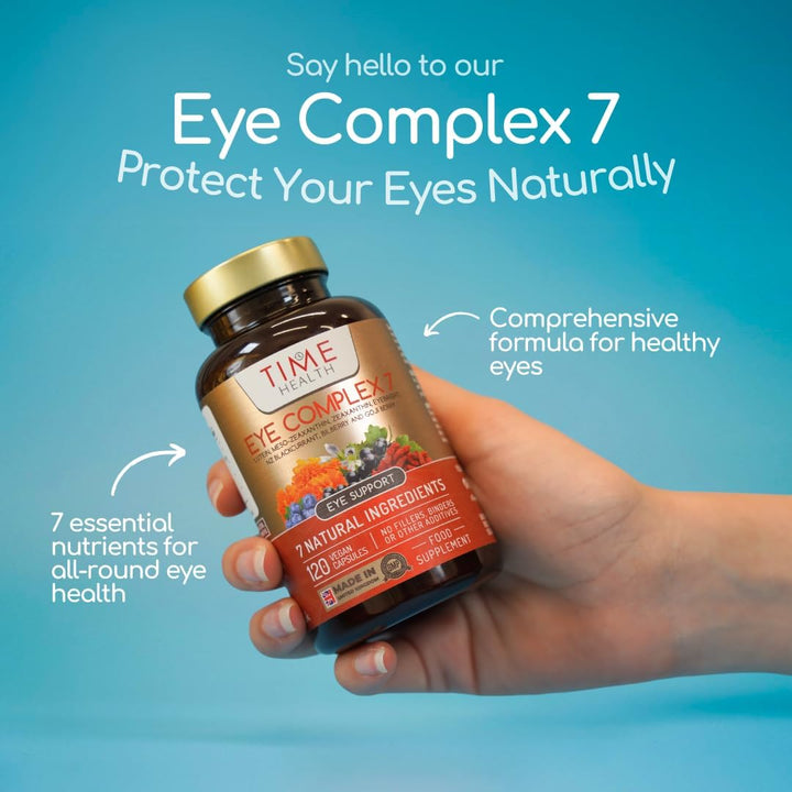 Eye Complex 7-120 Capsules - Lutein, Meso-Zeaxanthin, Zeaxanthin, NZ Blackcurrant, Bilberry, Goji & Eyebright – 4 Month Supply – UK Manufactured
