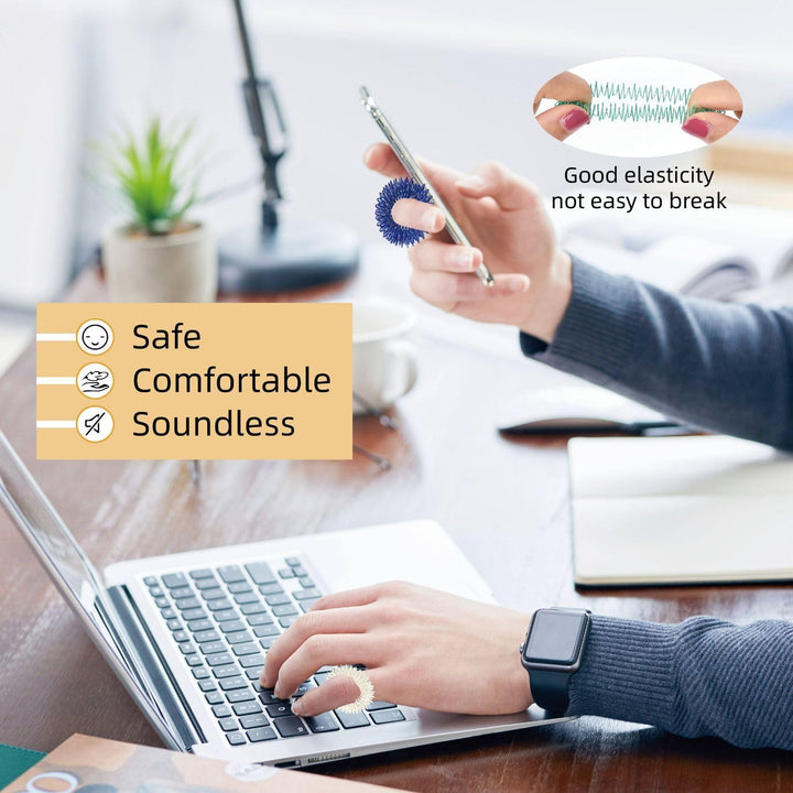 12 PCS Fidget Rings Acupressure Rings Spiky Sensory Finger Rings for Kid Adults, Acupuncture Massage Rings Set for Stress Relief Anxiety Promoting Blood Circulation