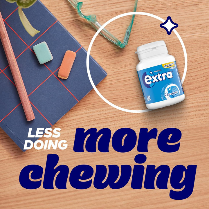 Wrigley'S Extra Chewing Gum, Peppermint Flavour, 46 Pieces, Sugar Free Chewing Gum Bottle with Xylitol