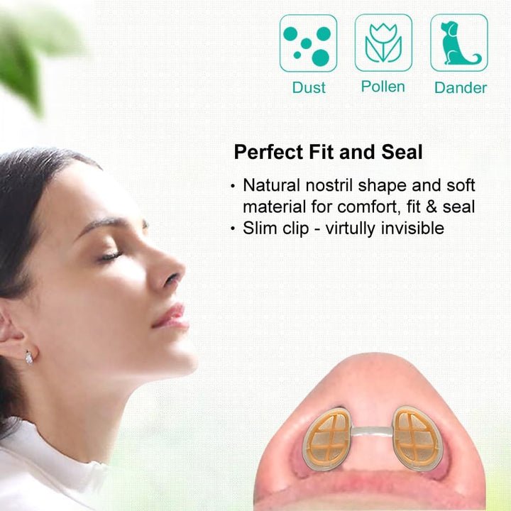 Ultra-Breathable Nasal Filters with 12 Pairs of Replacement Filters(Narrow, Large, 3 Pack)