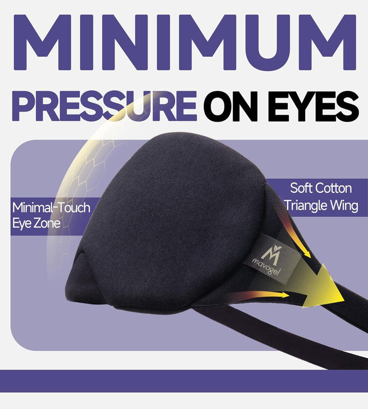 Cotton Sleep Eye Mask - Updated Design Light Blocking with Adjustable Nose Bridge, Soft and Comfortable Night Eye Mask for Men Women, Eye Blinder for Shift Work, Includes Travel Pouch, Black