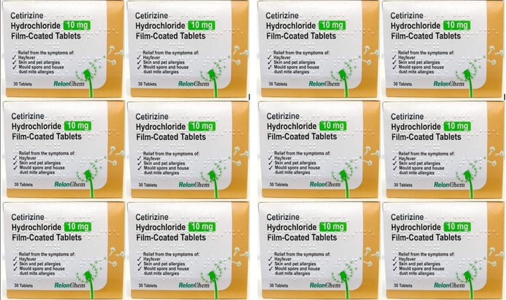 12 Months Supply Cetirizine Hayfever and Allergy Tablets 30 X 12 (30 Tablets/Box)