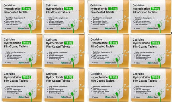 12 Months Supply Cetirizine Hayfever and Allergy Tablets 30 X 12 (30 Tablets/Box)