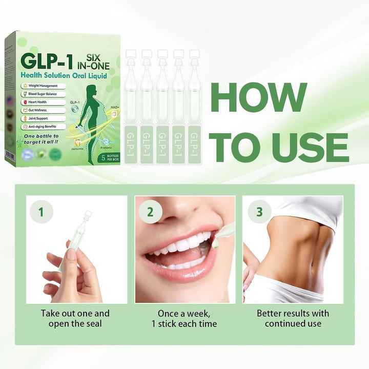 GLP-1 Six-In-One Health Solution Oralliquid, Advanced GLP-1 Oral Liquid, GLP-1 Drops, GLP-1 Weightloss Drops, Natural Plant Extract, for Men & Women（4 Box*7Pcs）