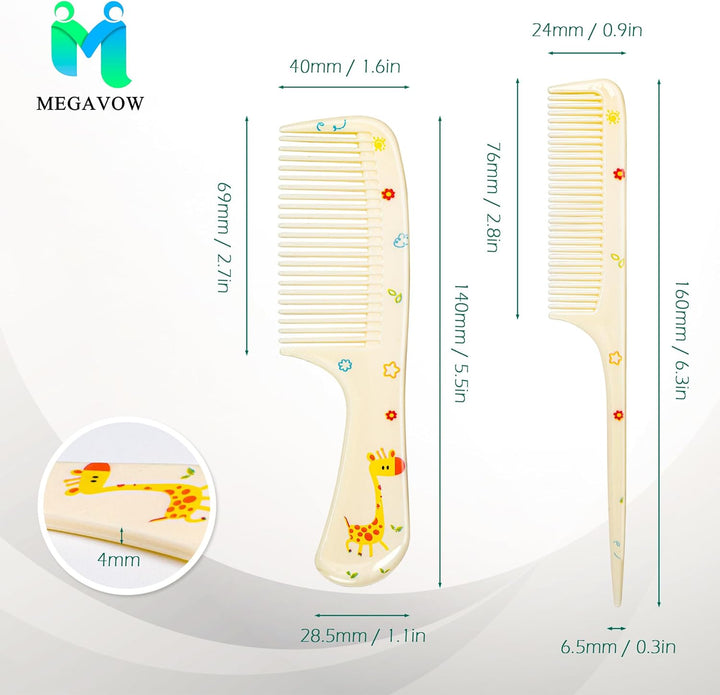 4 Pcs Girls Boys Hair Brush and Comb Set, Cute Styling Childrens Comb Hairbrushes Hairdressing Rat Tail Brush for Toddler Child'S Hair