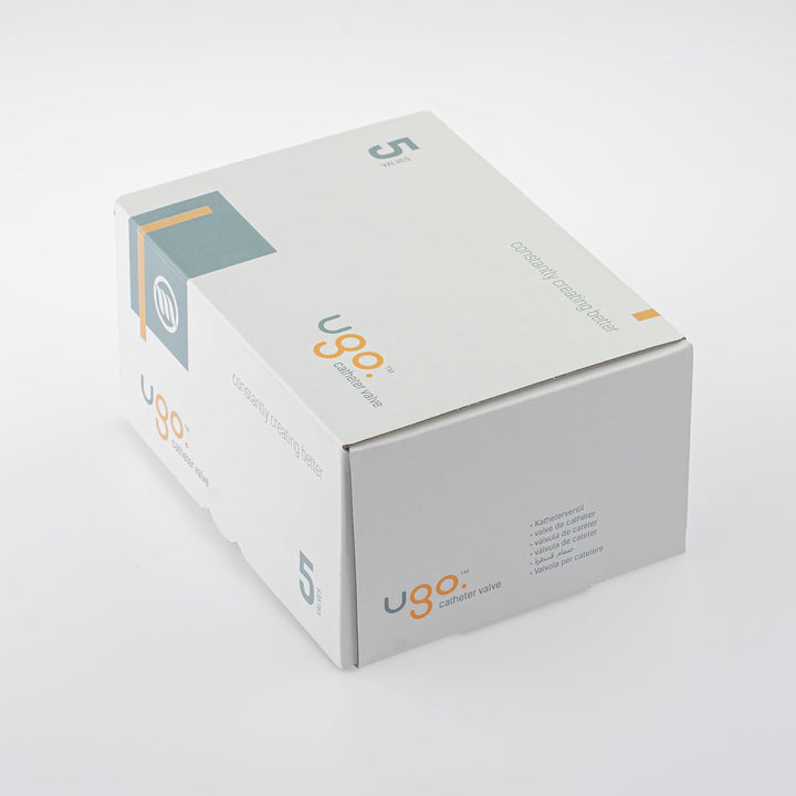 Ugo Catheter Valve - Urine Drainage Catheter Valves, Comfortable Easy to Use Lever Tap with Smooth Edges and Soft Silicone Tubing - an Effective Alternative to Leg Bags (Pack of 5)