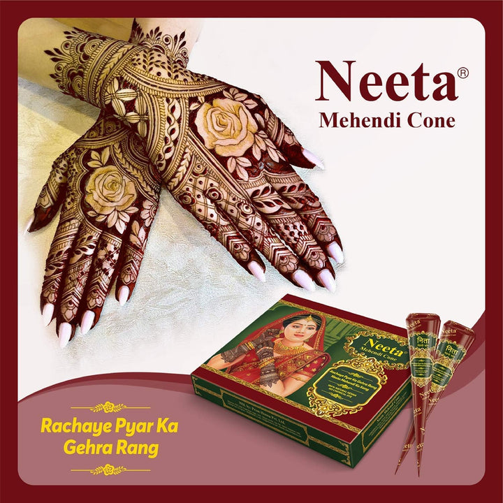 Natural Henna Mehandi Cone for Hand Designing, Wedding 12 Pcs in 1 Box (Pack of 1)