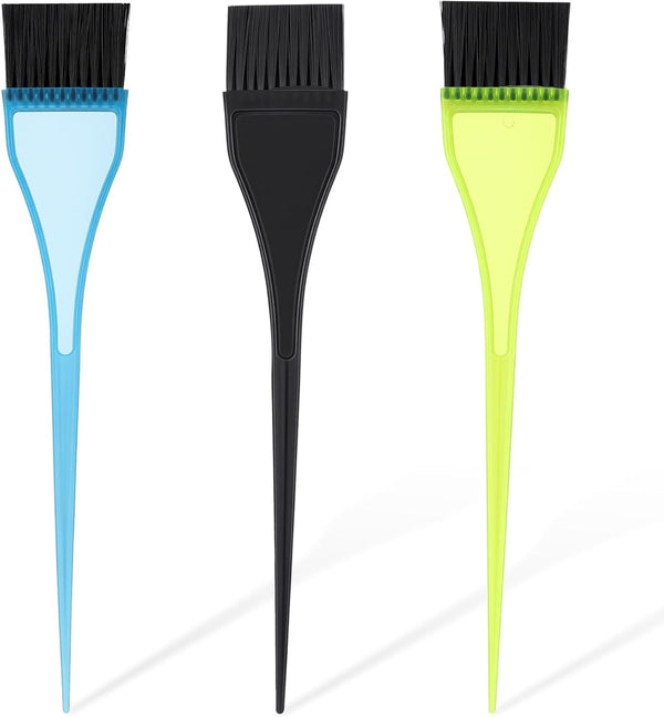 3 Piece Hair Dye Brush Set Reusable Color Tint Applicator Brushes Professional Color Brushes Hair Stylist Supplies for Salon Home DIY Tools(Black, Green, Blue)