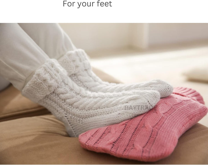 Hot Chocolate Gift Set with Mug | Small Hot Water Bottle with Cover | Fluffy Socks | Cosy Pink Ribbon Balls | Christmas Gifts for Women Her | Novelty Girls Ladies Xmas House Couple Home Mum Auntie (1)