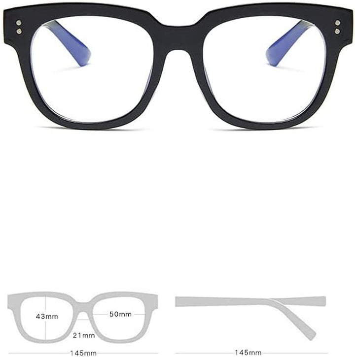 TECH-LINE-DIRECT Black Retro Frame Eyeglasses Clear Lenses for Women Men Nerd Geek Glasses