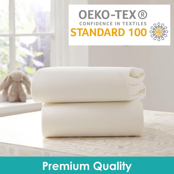 Moses Basket Cotton Jersey Fitted Sheets (Pack of 2, Cream)