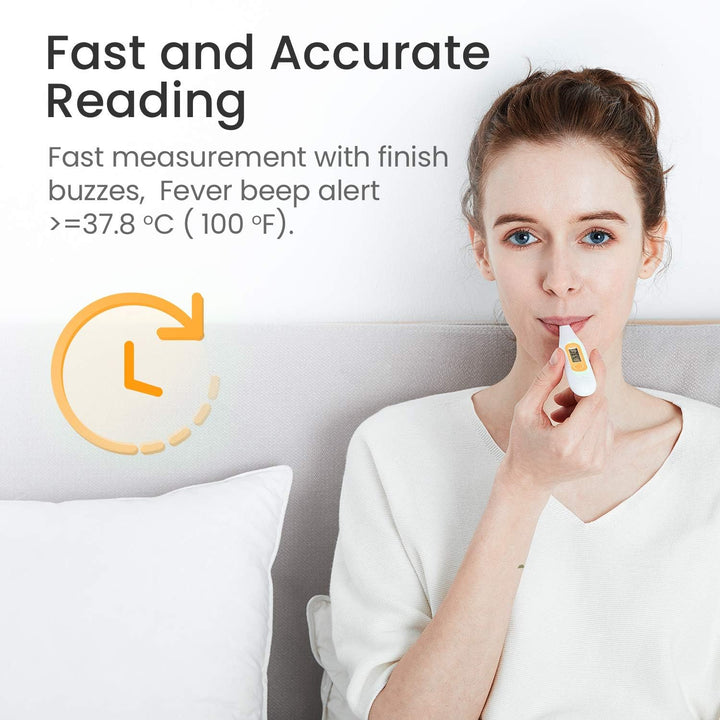 Digital Thermometer, Oral Thermometer Adults Kids Babies, Accurate Fast Switchable Body Temperature Thermometer, Orange