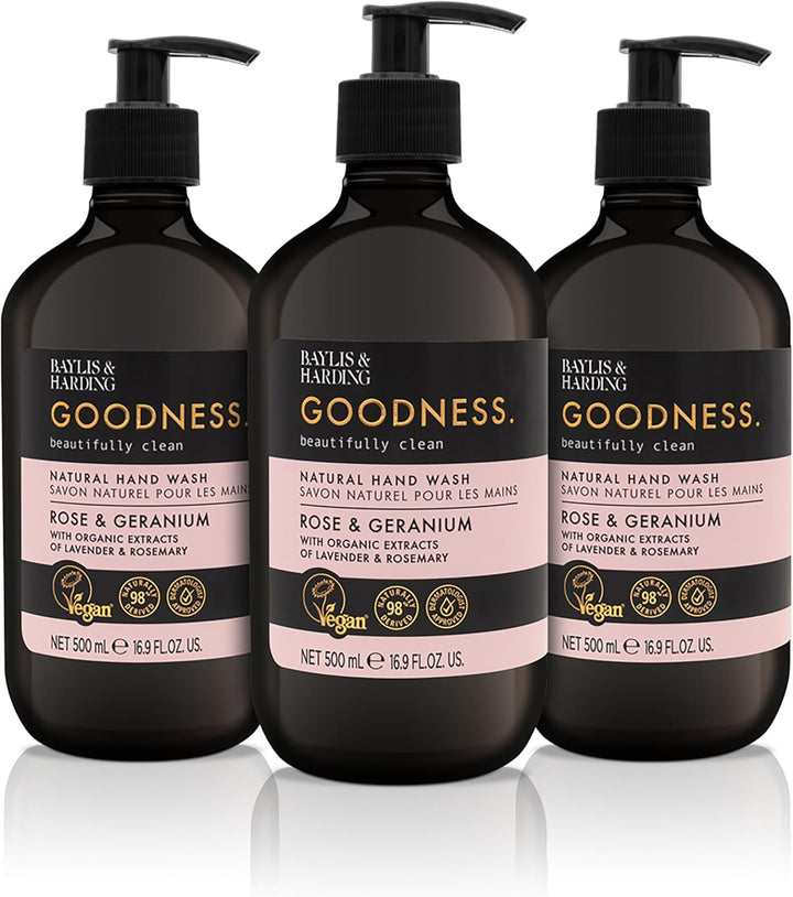 Goodness Rose & Geranium Natural Bath Soak, 500 Ml (Pack of 3) - Vegan Friendly