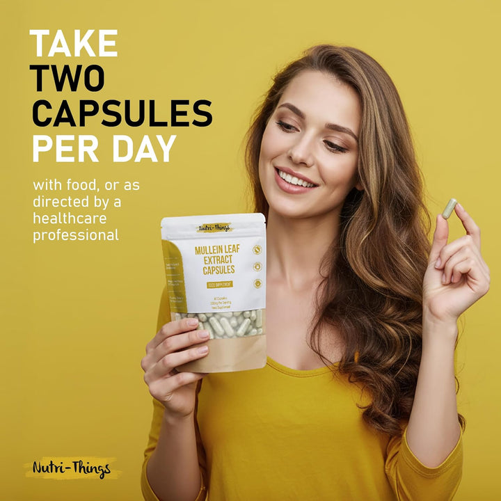 Mullein Leaf Extract Capsules 5000Mg Equivalent | Vegan Lung Cleanse & Respiratory Support | Clears Mucus & Congestion | Soothes Throat | Lung Health & Detox for Smokers | 60 Capsules