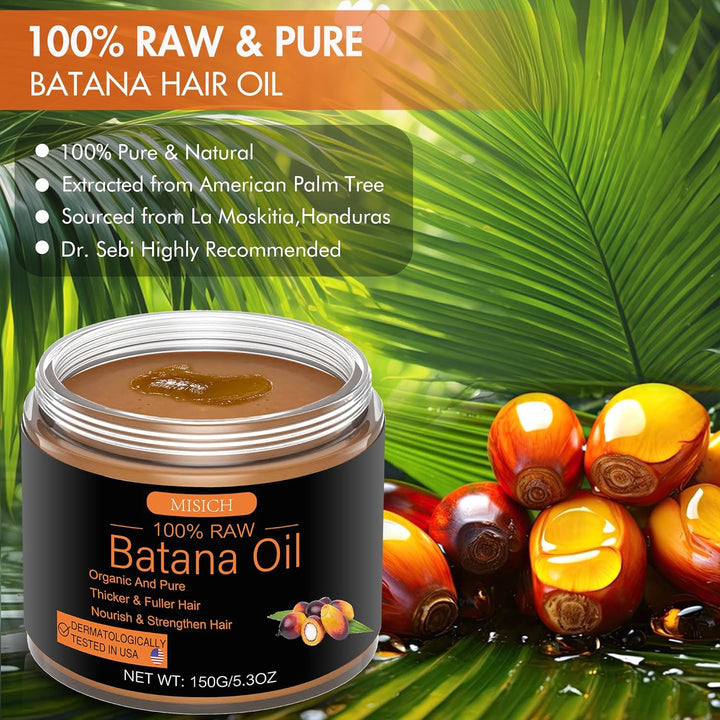 Raw Batana Oil for Hair Growth, 100% Natural Pure Botana Oil Paste, Unrefined Organic Batana Hair Growth Oil for Prevent Hair Loss, Enhances Hair Thickness for Men & Women 5.3 Oz