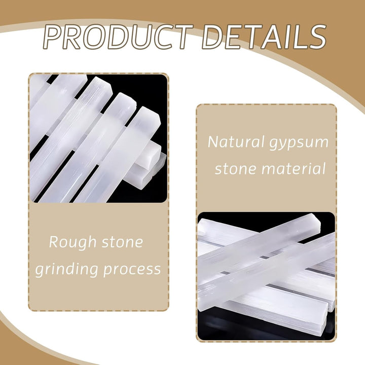4" Selenite Crystal Sticks, 12Pcs Large Selenite Wand White Raw Rough Crystals Bulk Reiki Energy Stones for Healing Reiki, Protection, Divination, Witchcraft Supplies