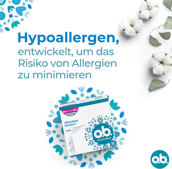 Procomfort Mini Tampons for Light to Medium Days with Dynamic Fit Technology & Silktouch Surface for Ultimate Comfort* & Reliable Protection (1 X 64 Pieces)